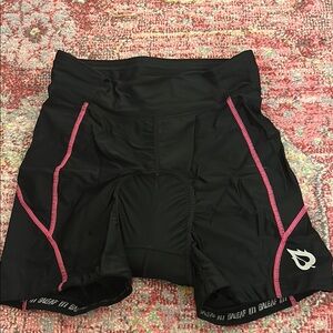 Padded Baleaf Women's Black Cycling Shorts with Pink Accents